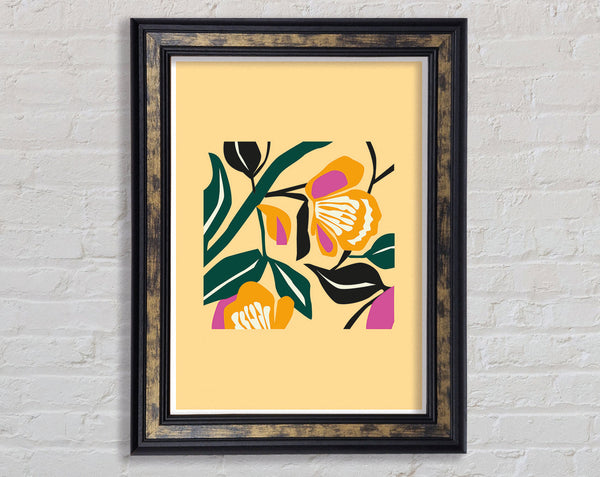 Beige Flowers Boho Framed Print