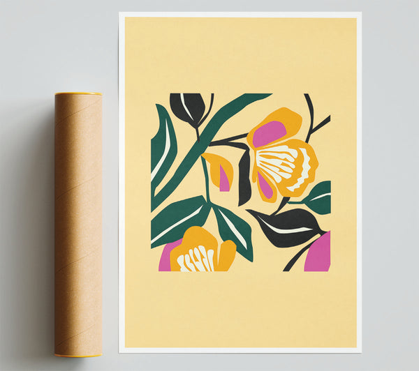 Beige Flowers Boho Print