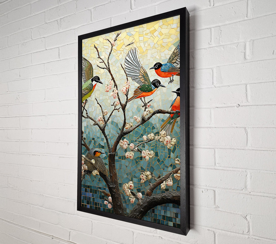  A Canvas Print of Bird Tree Mosaic Canvas Print