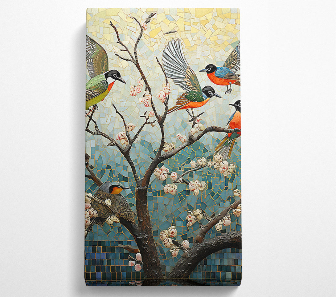  A Canvas Print of Bird Tree Mosaic Canvas Print