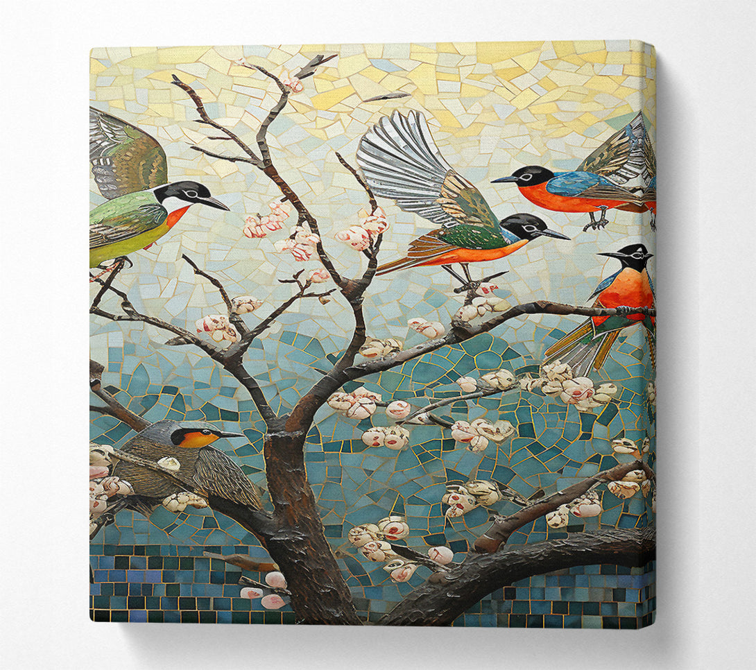  A Canvas Print of Bird Tree Mosaic Canvas Print