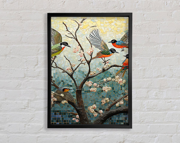 Bird Tree Mosaic Framed Print