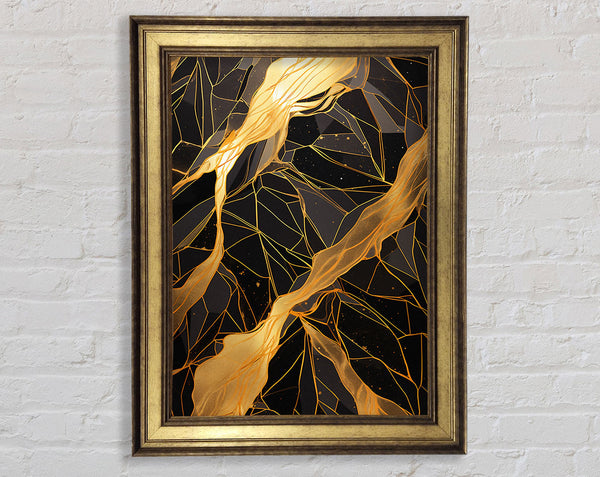 White And Gold Marble Framed Print