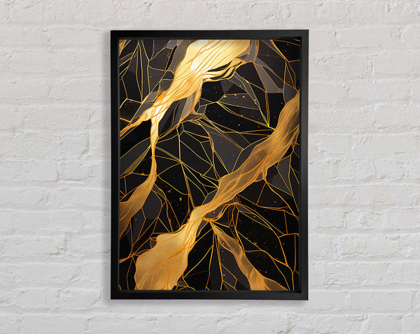 Black And Gold Marble Framed Print