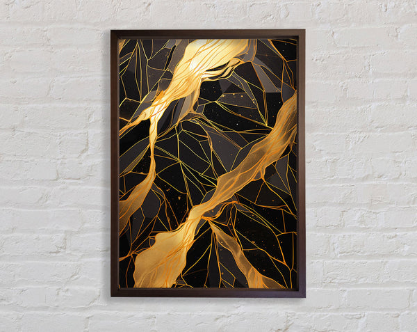 Walnut And Gold Marble Framed Print