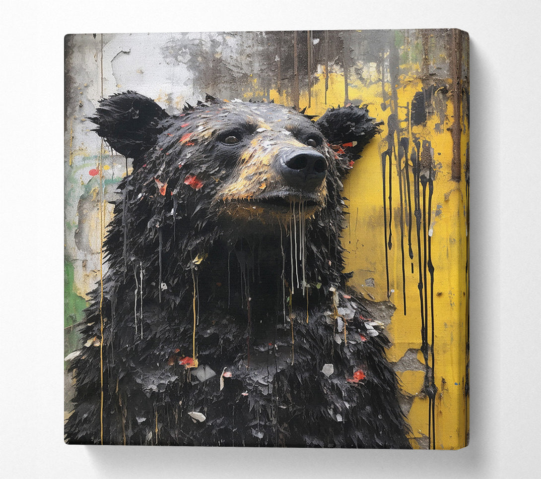  A Canvas Print of Black Bear Urban Graffiti Canvas Art