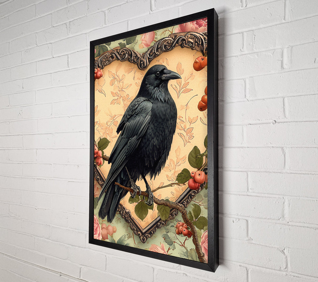  A Canvas Print of Black Bird Heart Canvas Art
