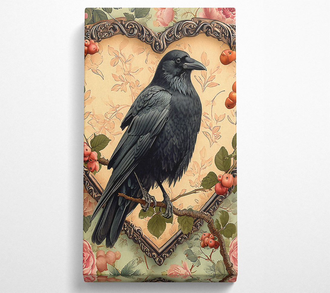  A Canvas Print of Black Bird Heart Canvas Art