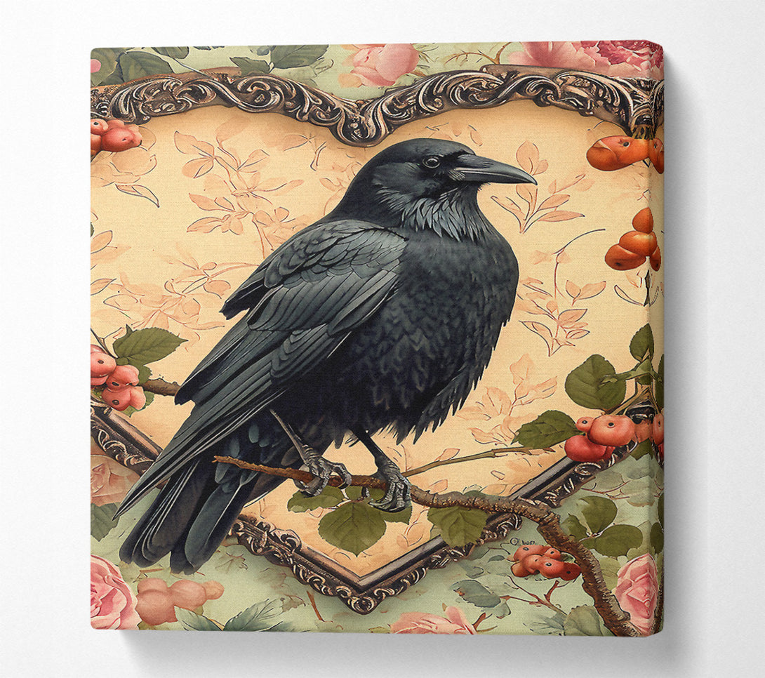  A Canvas Print of Black Bird Heart Canvas Art