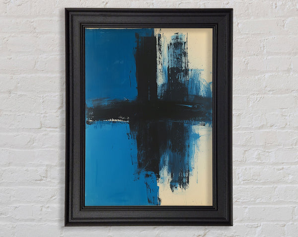 Black Cross On Blue Framed Print