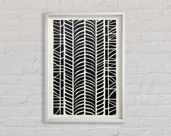 White Lino Abstract Framed Print