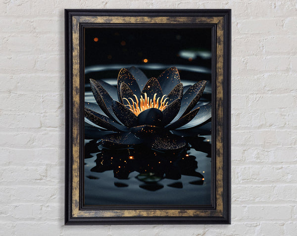 Walnut Lotus On A Lake Framed Print