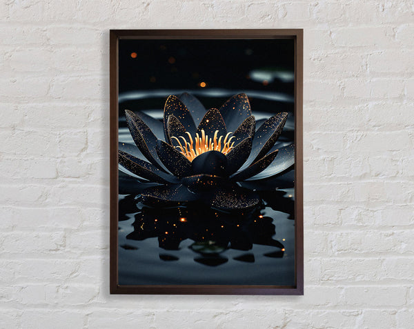Walnut Lotus On A Lake Framed Print