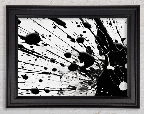 Black Splatter Framed Print