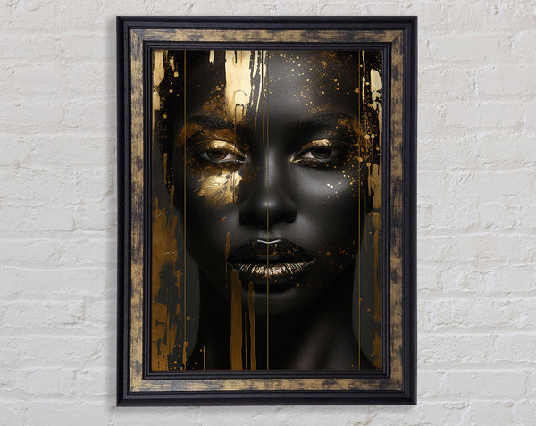 Walnut Woman Gold Paint Framed Print