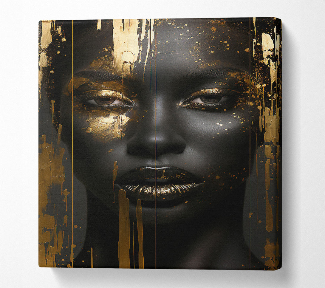  A Canvas Print of Black Woman Gold Paint Canvas Print