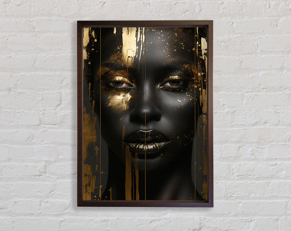 Walnut Woman Gold Paint Framed Print