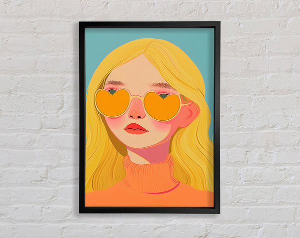 Blonde Girl Heart Sunglasses Framed Print