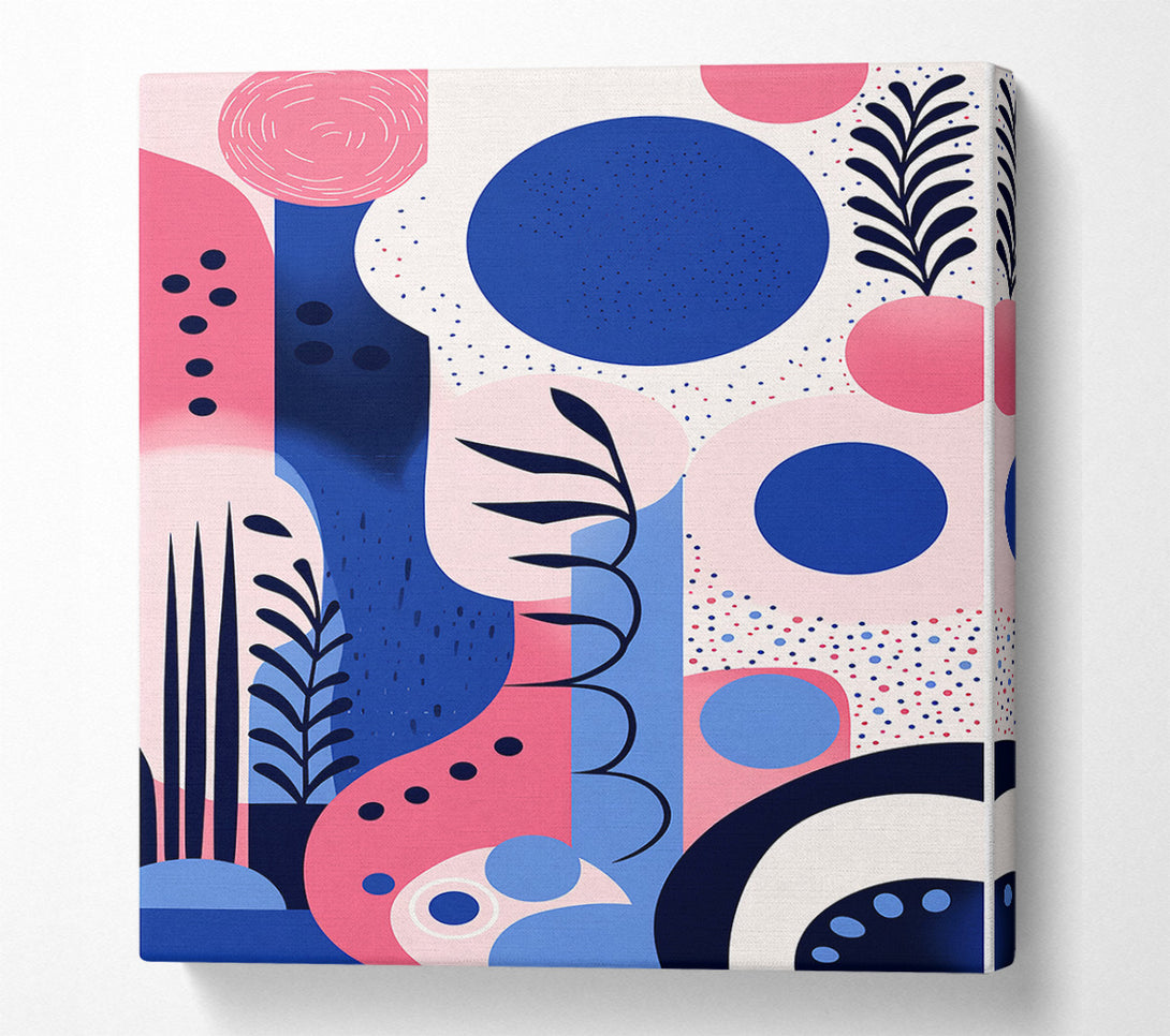  A Canvas Print of Blue Circle Floral Canvas Wall Art