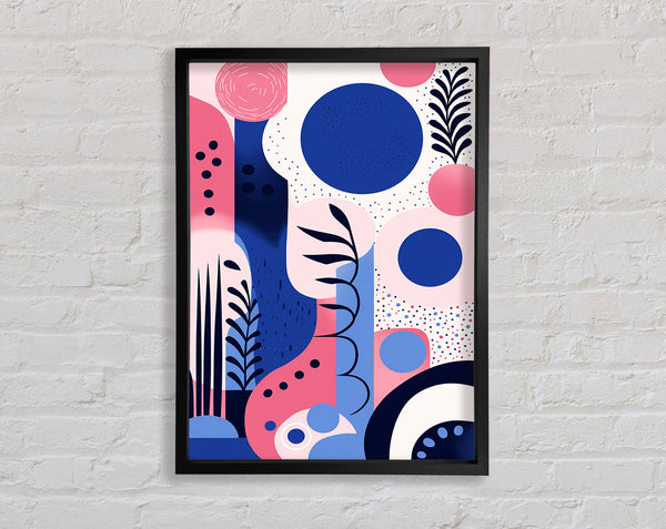 Blue Circle Floral Framed Print