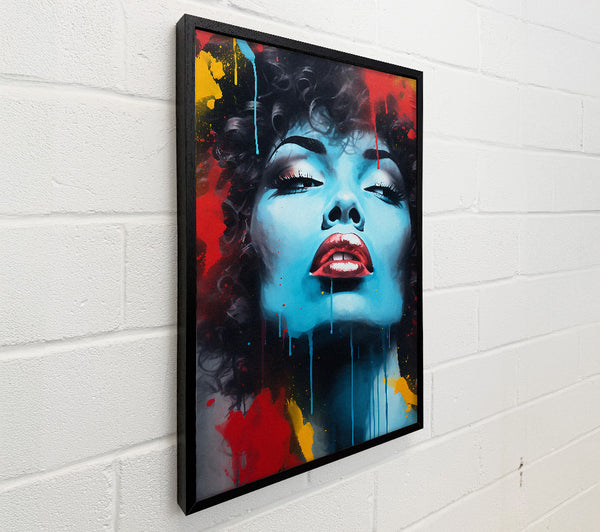 Blue Face Woman Graffiti