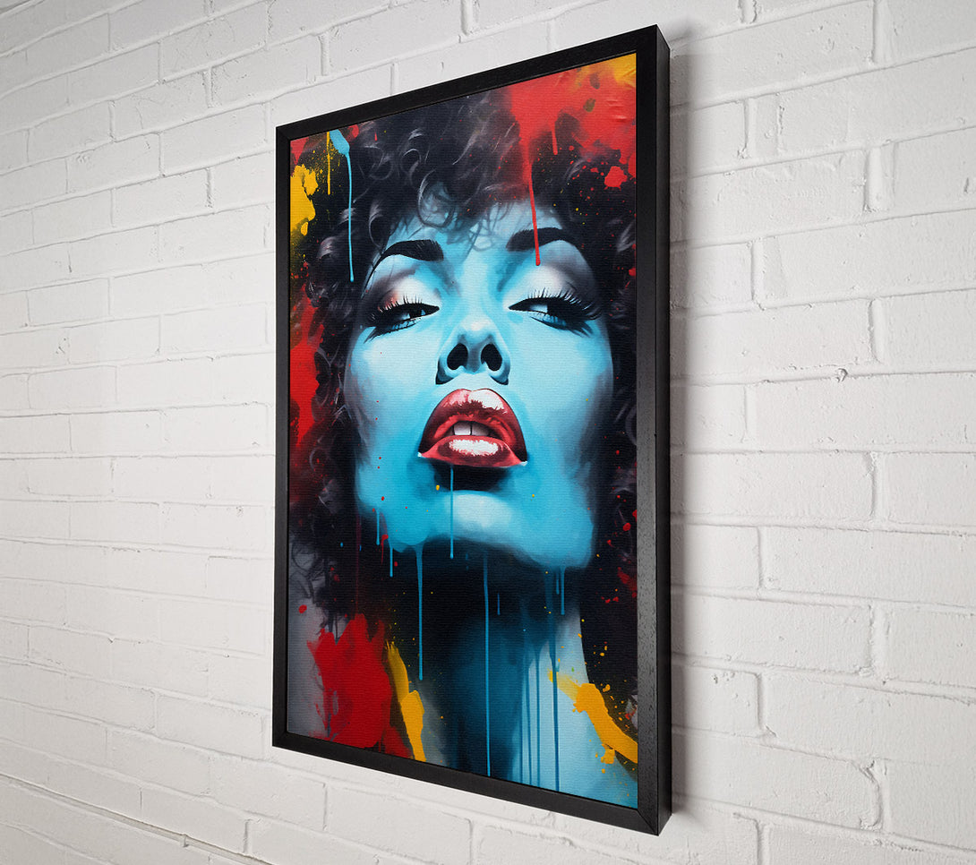  A Canvas Print of Blue Face Woman Graffiti Canvas Art