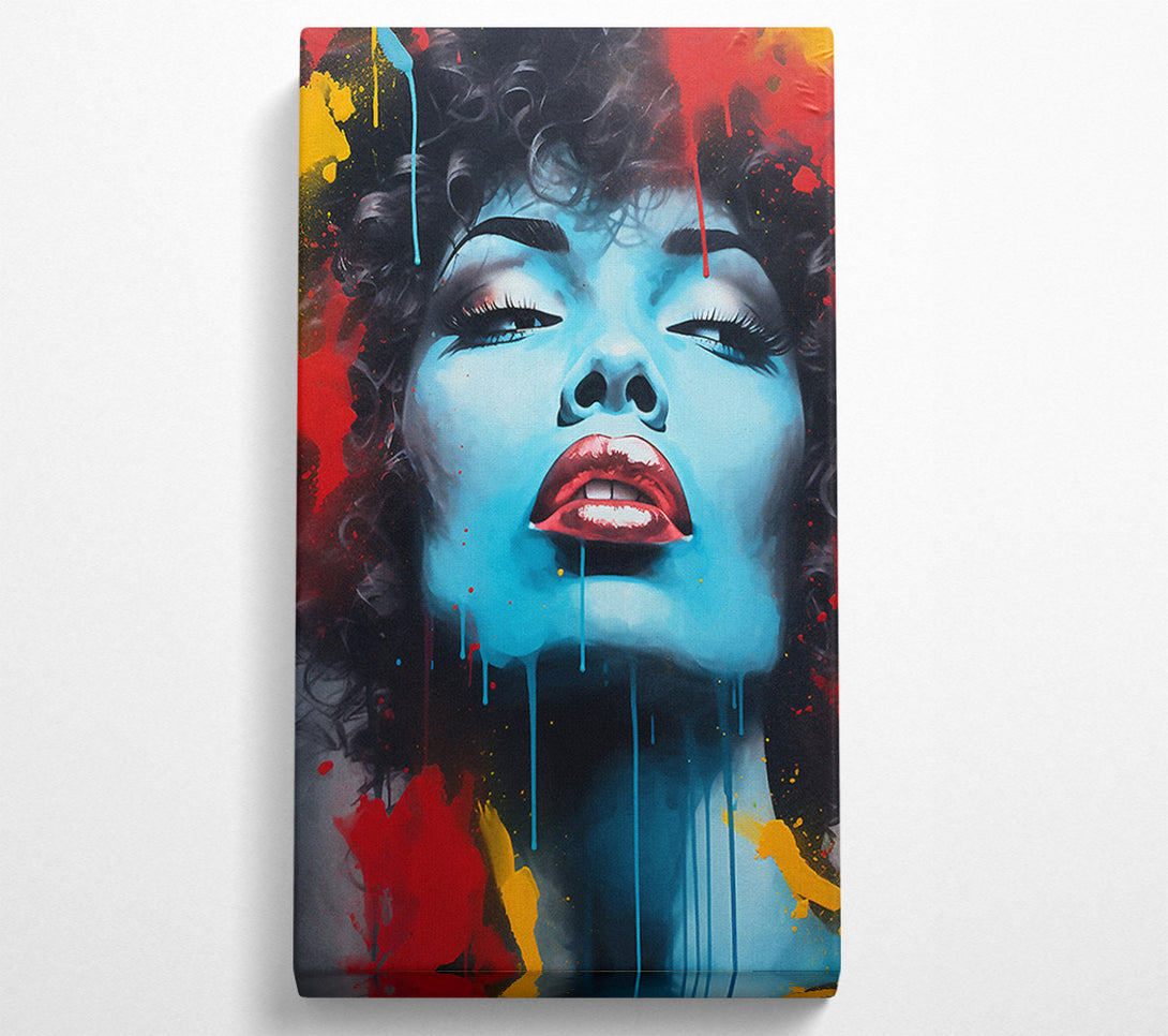  A Canvas Print of Blue Face Woman Graffiti Canvas Art