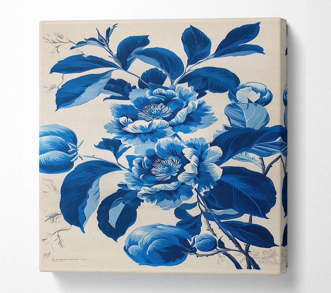  A Canvas Print of Blue Flowers Antique Canvas Wall Art