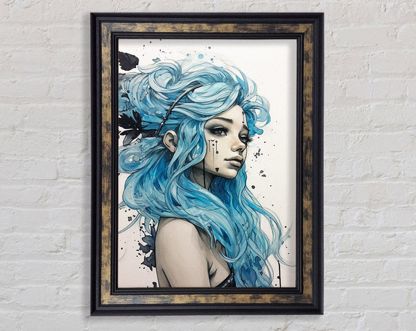 Blue Hairy Fairy Girl Framed Print