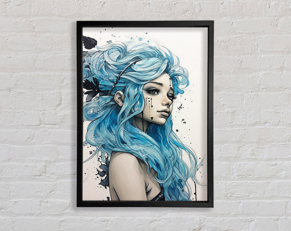 Blue Hairy Fairy Girl Framed Print