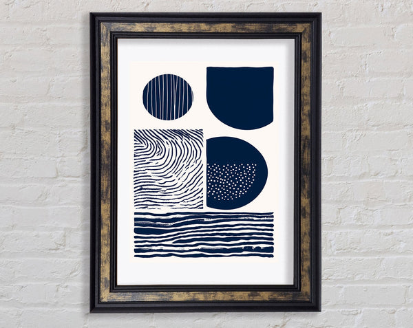 Blue Lines And Circles Framed Print