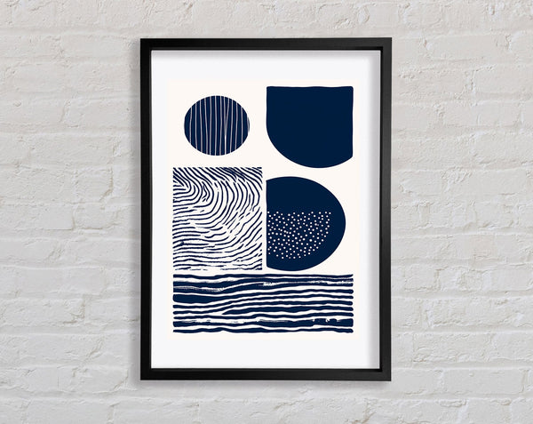 Blue Lines And Circles Framed Print