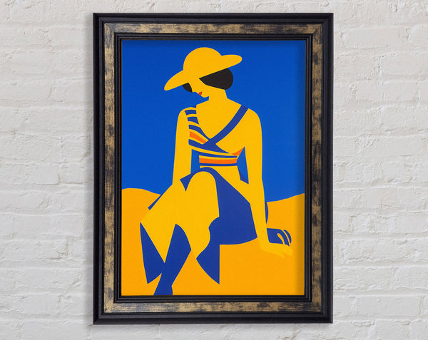 Blue Woman Beach Framed Print