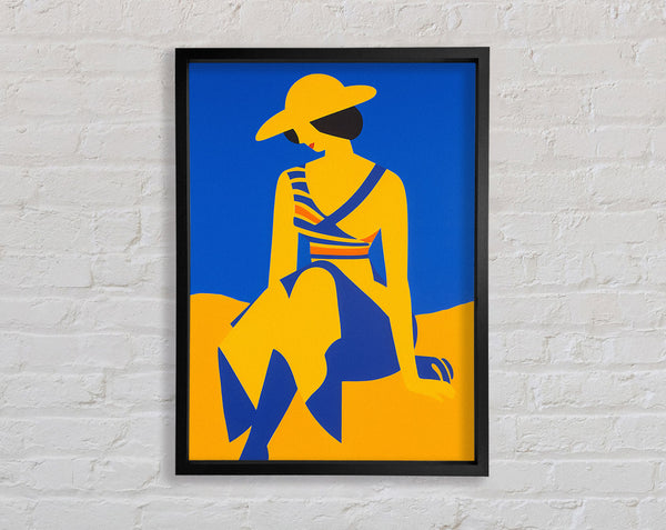 Blue Woman Beach Framed Print