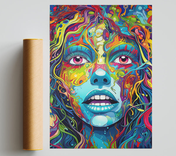 Blue Zombie Girl Colours Print