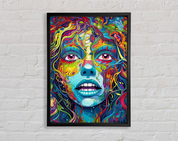 Blue Zombie Girl Colours Framed Print