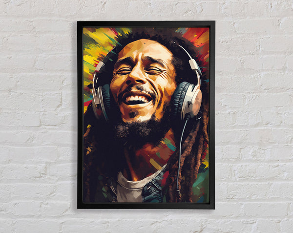 Bob Marley Headphones Framed Print