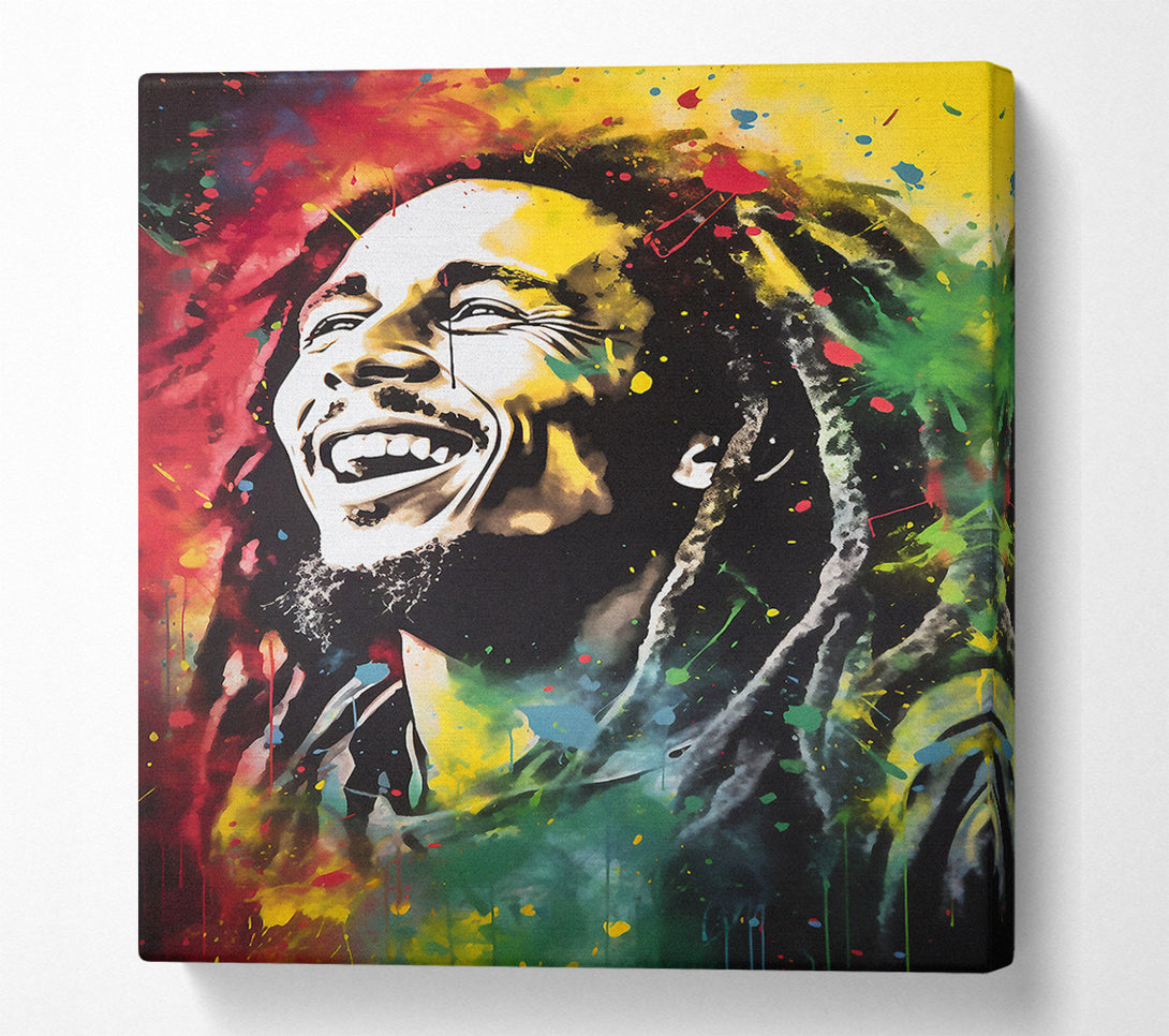  A Canvas Print of Bob Marley Watercolour Splash Canvas Art