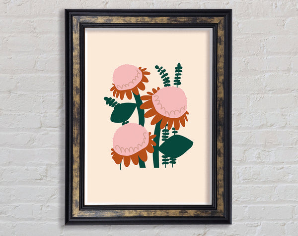 Boho Funky Sunflowers Framed Print