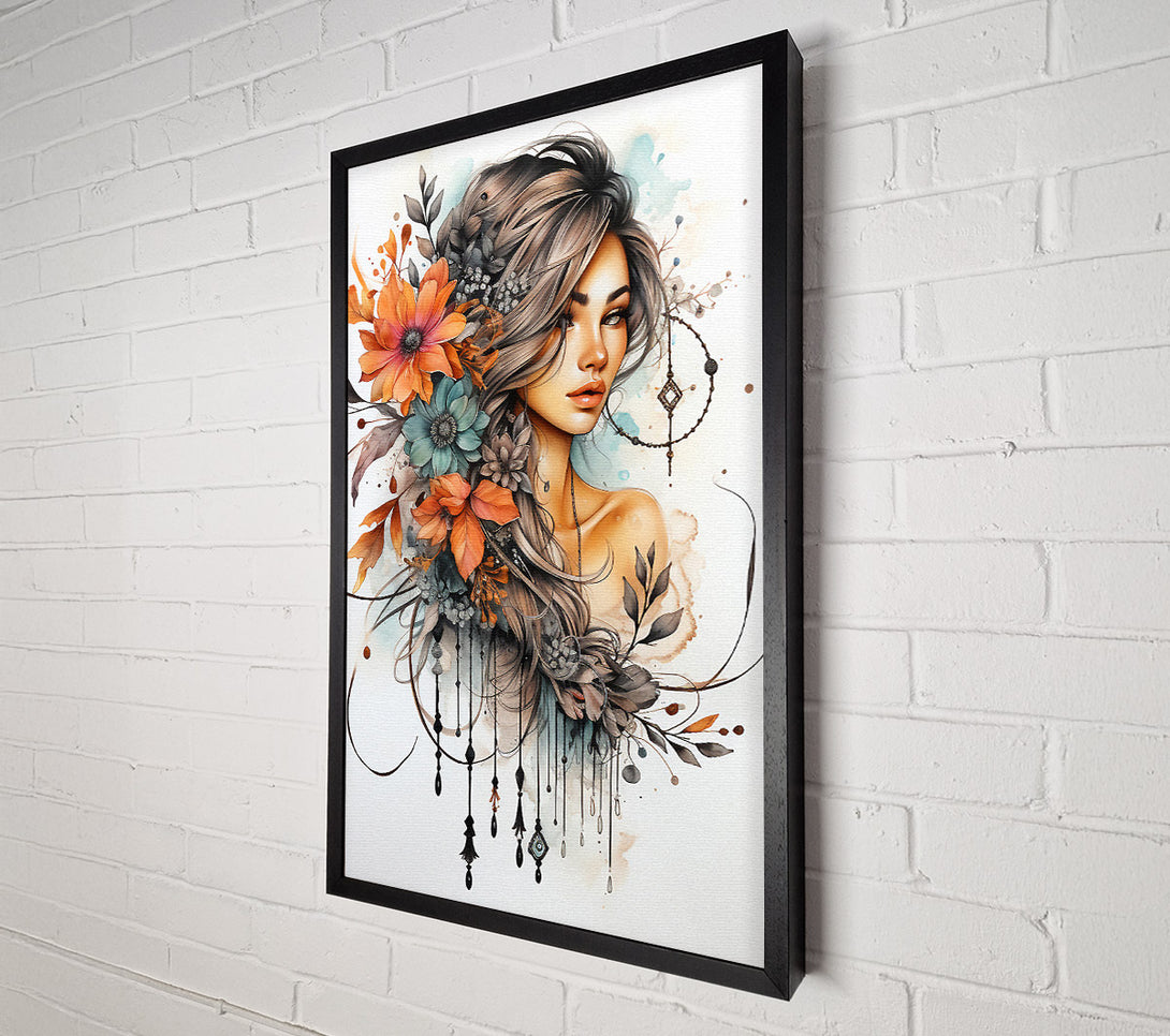  A Canvas Print of Boho Girl Canvas Wall Art