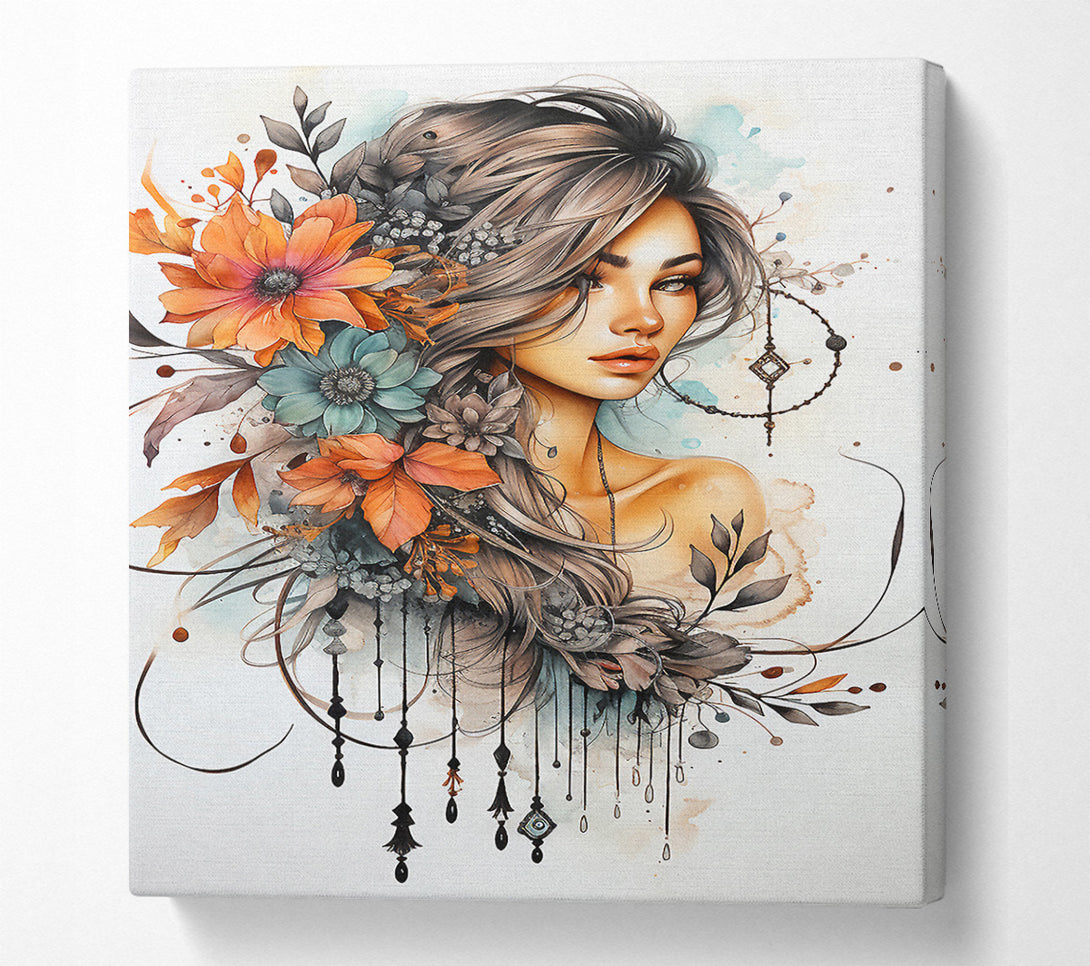  A Canvas Print of Boho Girl Canvas Wall Art