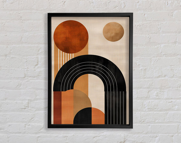 Boho Sun Geometric Lines Art Framed Print