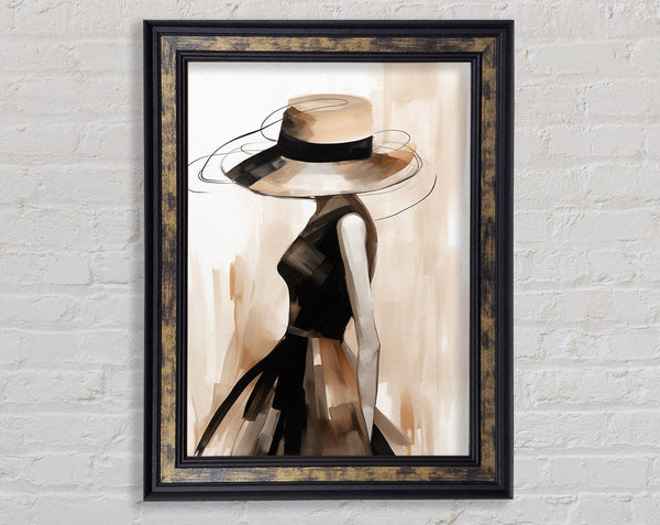 Boho Woman Hat Fashion Framed Print