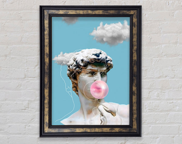 Bubblegum Greek Statue Framed Print