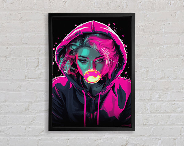 Bublegum Girl Hoodie Cyberpunk Girl Framed Print
