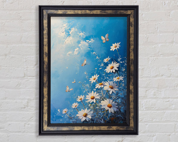 Butterfiles And Daises Framed Print