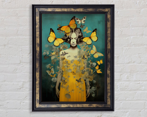 Butterfly Yellow Woman Framed Print