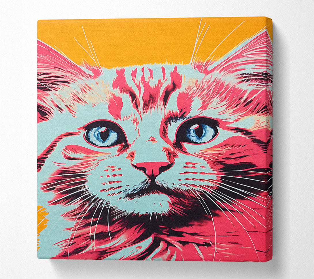  A Canvas Print of Cat Popart Pink And Blue Canvas Art