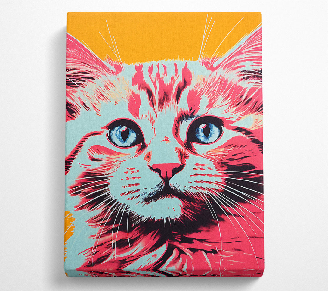  A Canvas Print of Cat Popart Pink And Blue Canvas Art