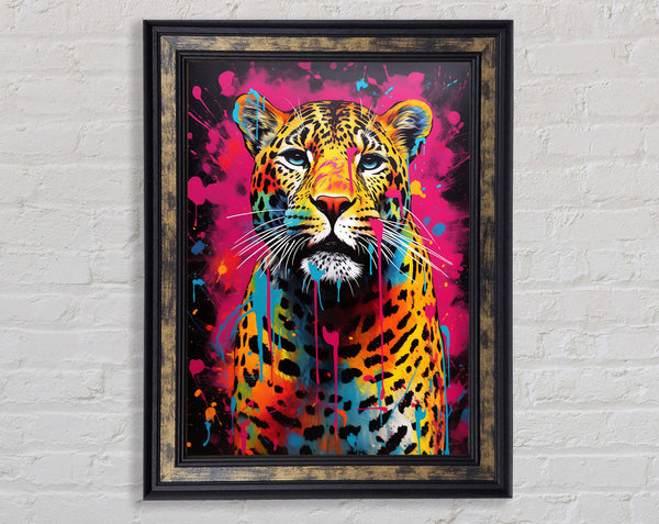 Cheetah Paint Splash Framed Print